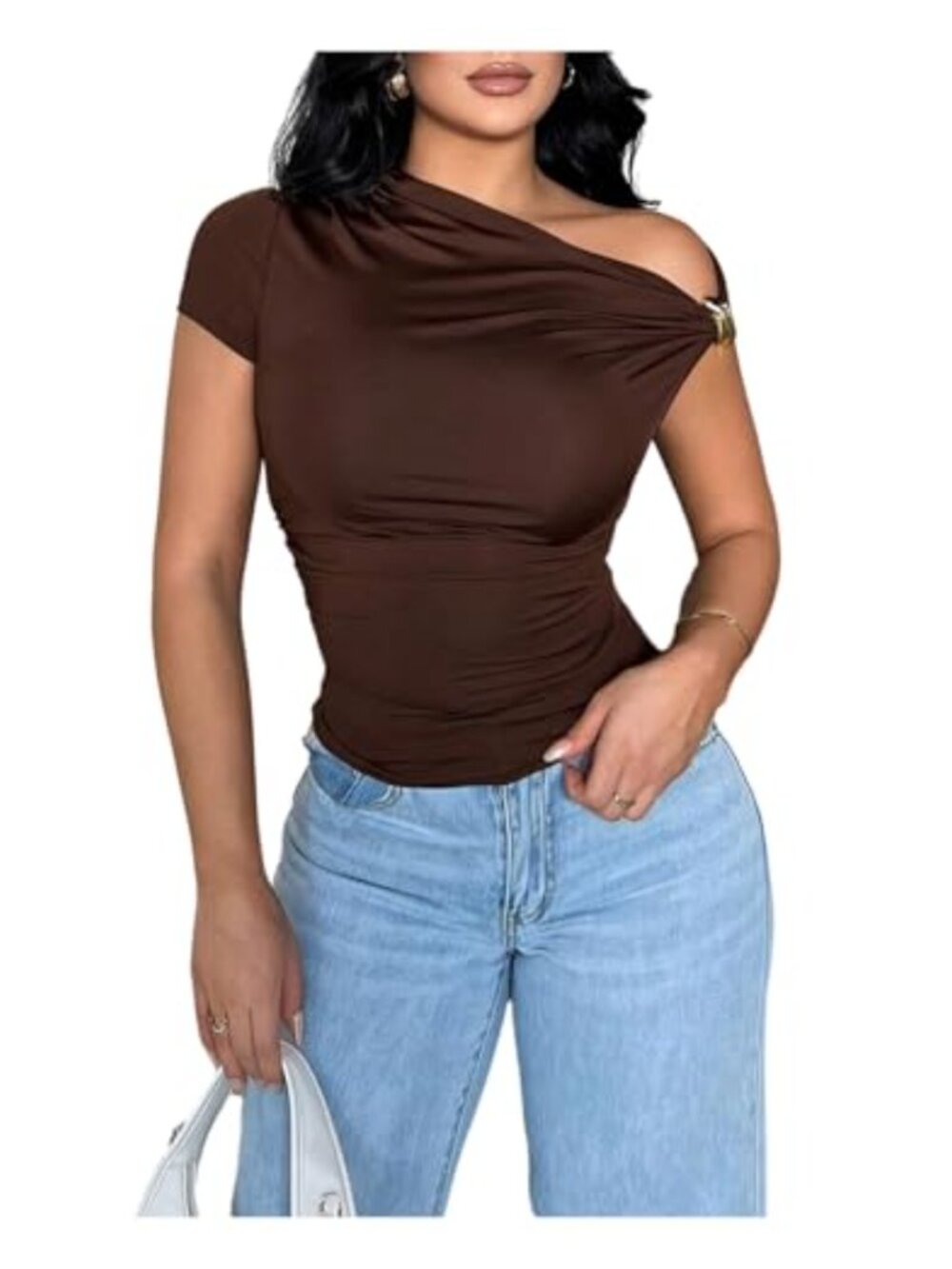 Off Shoulder Ruched Slim Fit Y2K Party Top